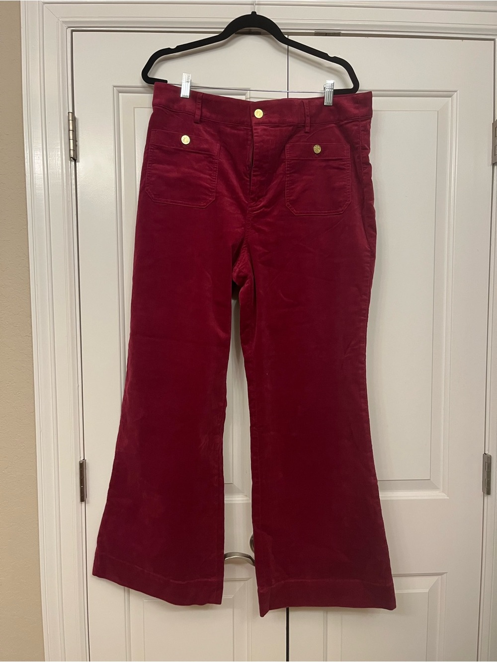 NWT J. Crew Factory Maroon Cord Lizzie Pants • Size 34 • Never worn